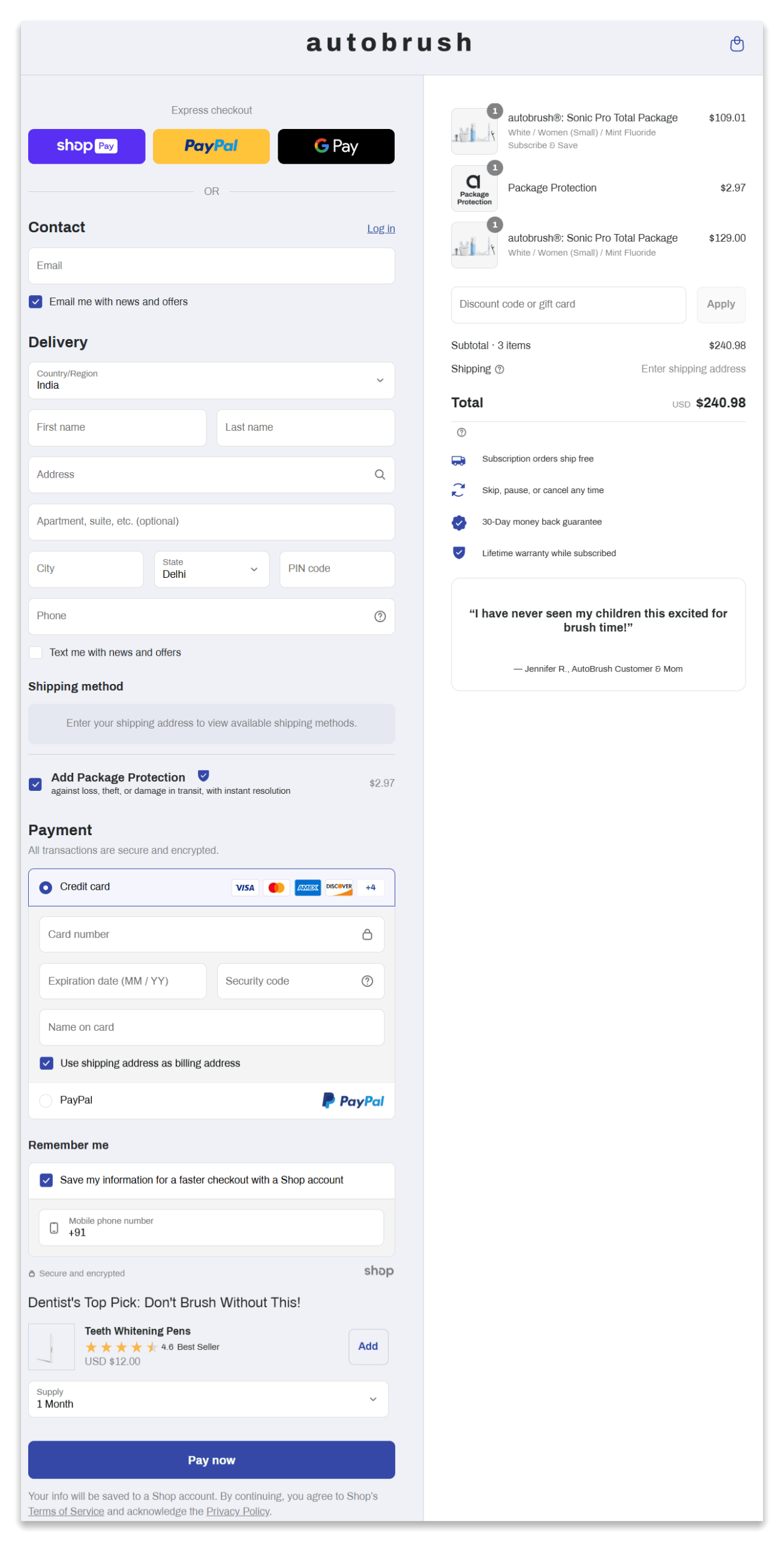  Autobrush secure checkout page